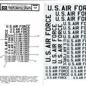 1/72 SCALE DECAL: MICROSCALE #72-188 ‘US AIR FORCE FUSELAGE